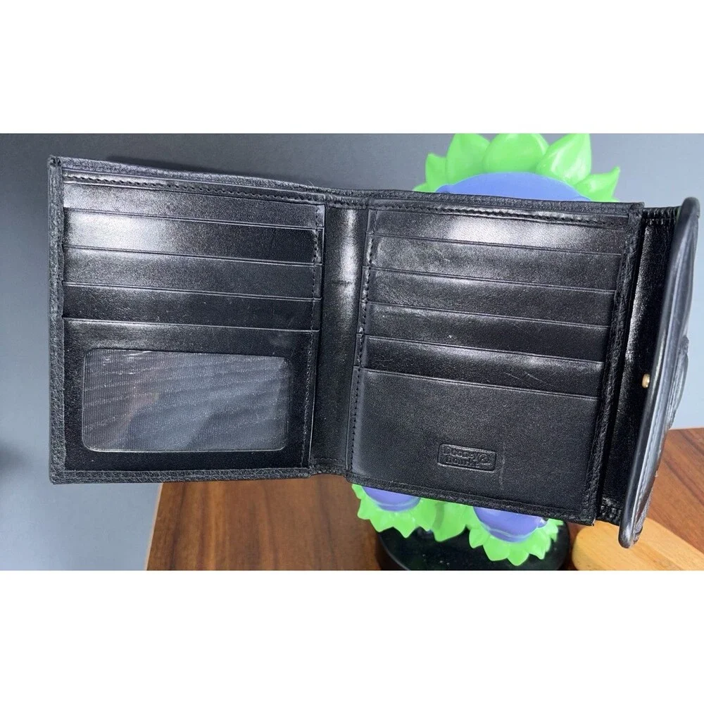 Vintage Dooney & Bourke Wallet Womens Black Leather Bifold Coin Purse Made USA